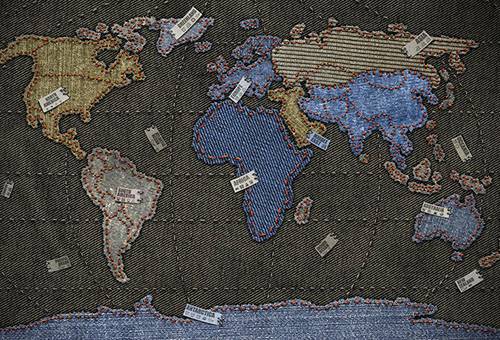 Карта на деним в света