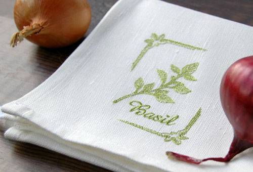 White embroidered kitchen towels