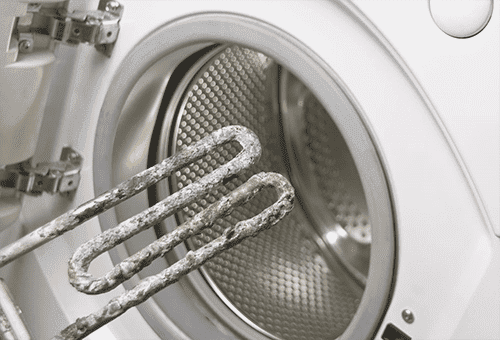 Scale on the heating element of the washing machine