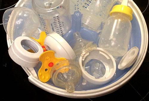 Preparing baby bottles for sterilization