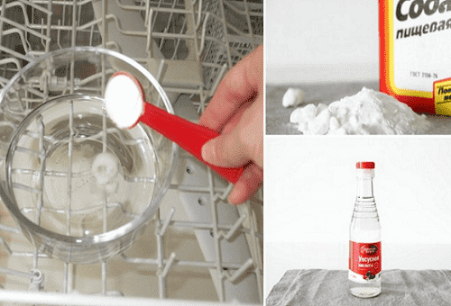 ทำความสะอาดเครื่องล้างจานด้วยน้ำส้มสายชูและโซดา