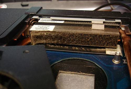 Dusty cooling grill in a laptop