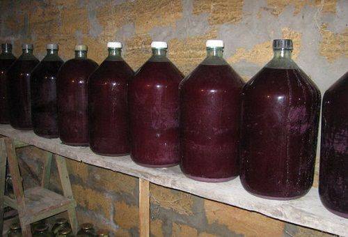 homemade wine in the cellar