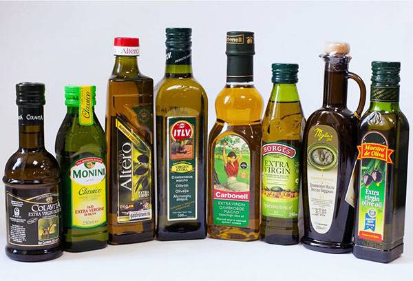 Olive oil in a glass container
