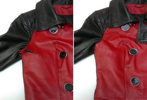 Skórzana kurtka przed i po naprawie