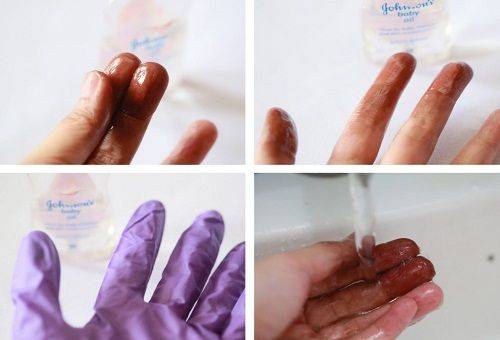 eliminación de pintura de la piel con aceite