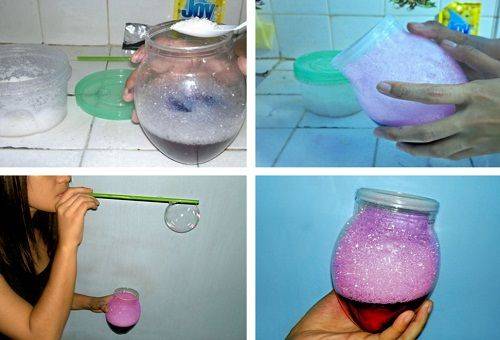 pregătirea unui amestec pentru o bulă de săpun