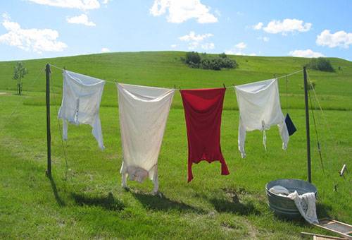 Drying clothes outdoors