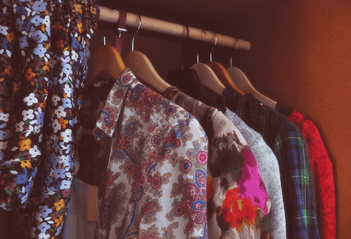 summer clothes in the closet