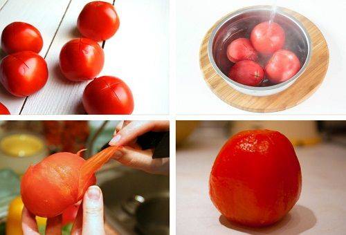 peeling process of tomatoes