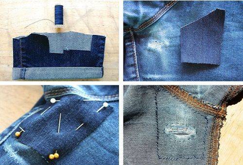 sewing on jeans patches