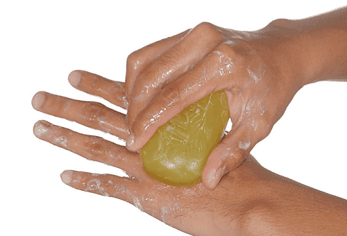hand washing with soap