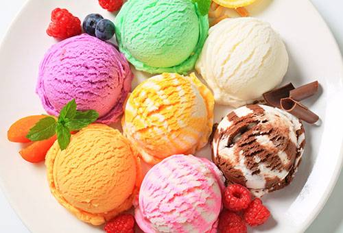 Different balls of ice cream