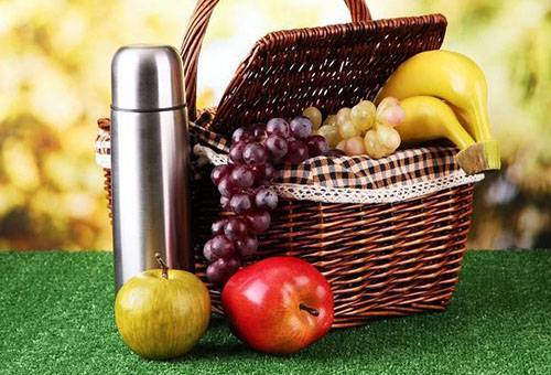 Thermos and picnic basket