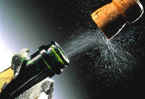 Champagne cork flies