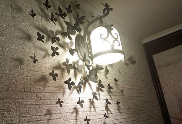 Paper wall decoration with butterflies