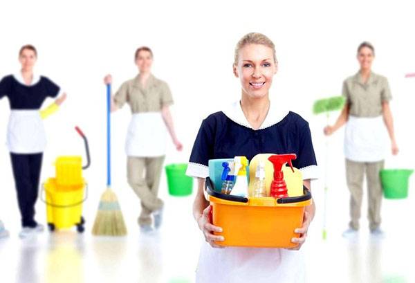 Reinigingsspecialisten met reinigingsapparatuur