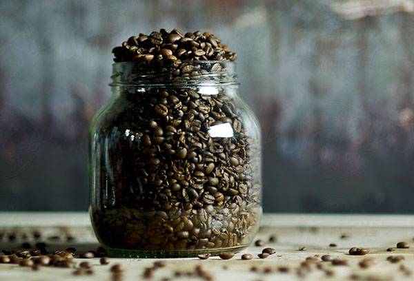 Jar of coffee beans