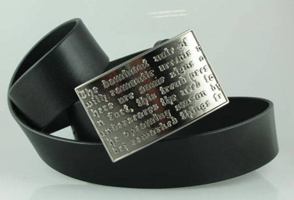 Metal plaque on a belt