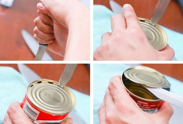 Open the can with a pocket knife