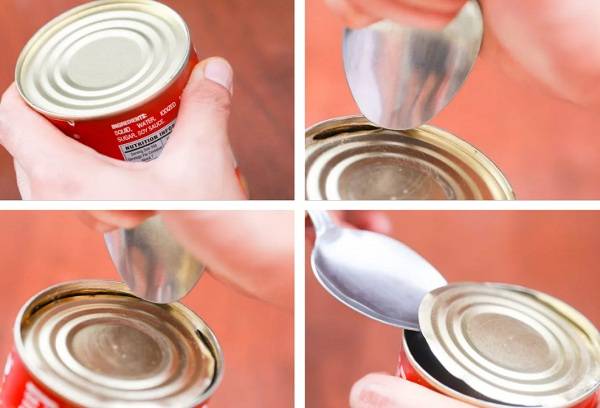 Open the can with a spoon