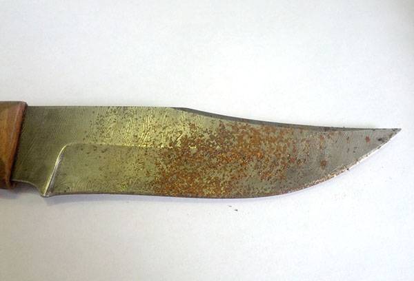 Rust on a knife blade