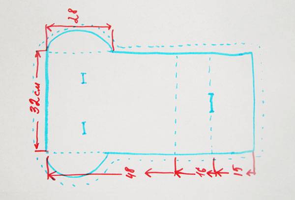 Diagram of cutting a mattress in a pram