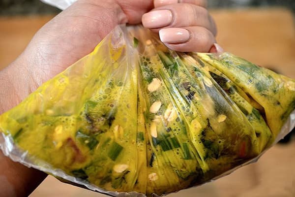 Omelet mix in bag