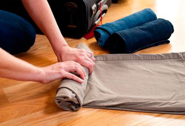 Folding trousers before riding