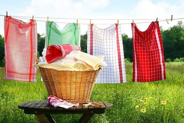 Drying towels in the fresh air
