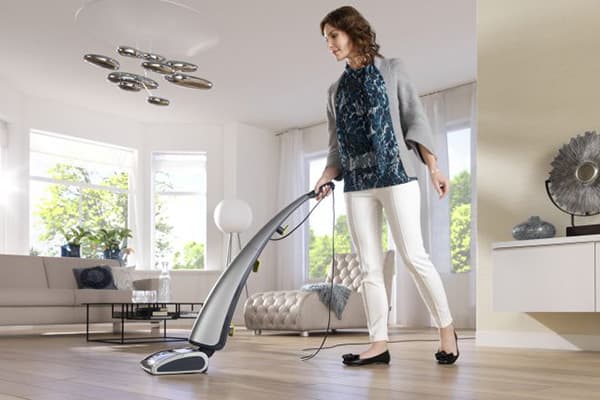 Girl with a steam mop