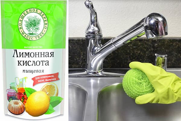 Citric acid for tap cleaning