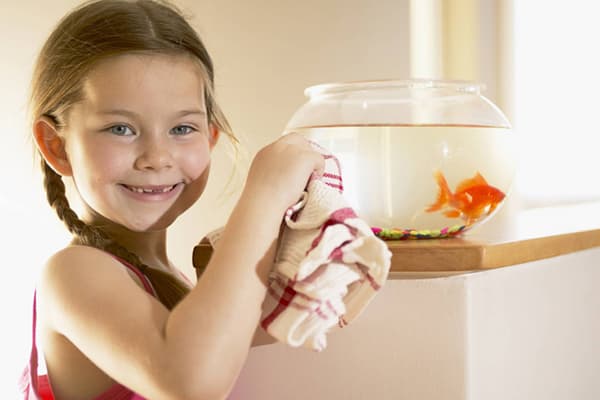 Girl with an aquarium