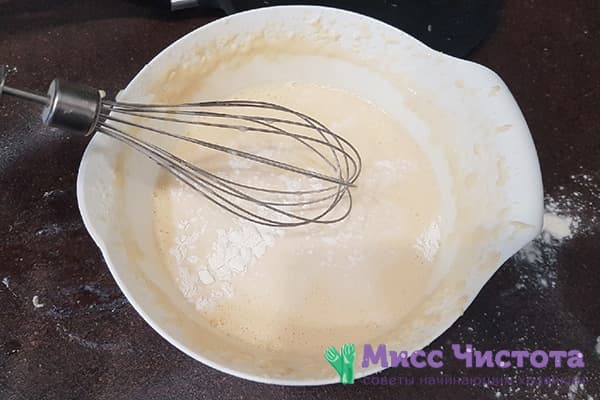Add baking powder to pancake dough