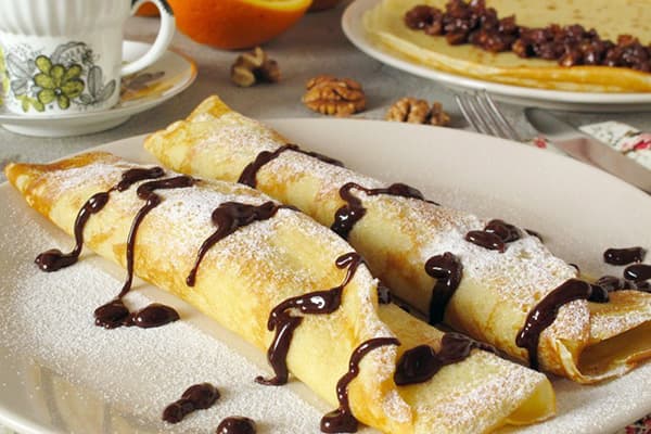 Hungarian pancakes with nuts and chocolate