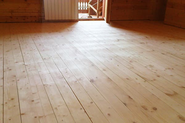Unpainted plank floor