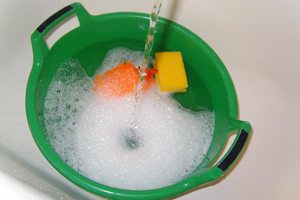 Soap solution in a bucket