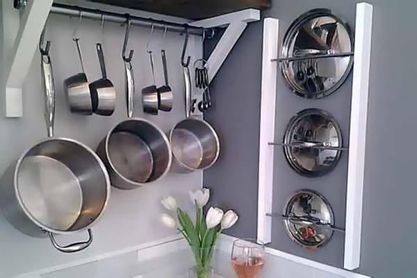 Holder for pot lids on the wall