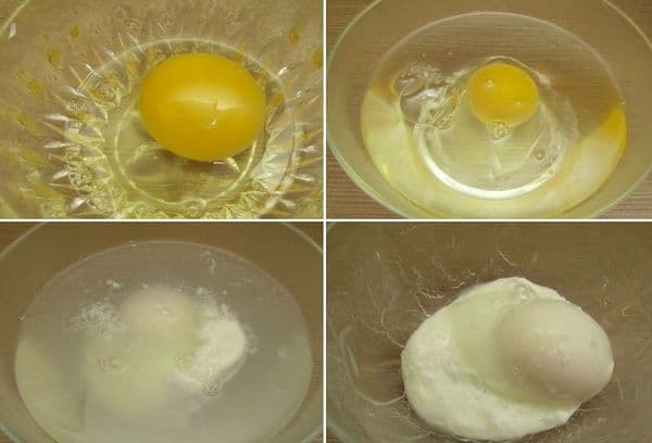 Cozido de ovo escalfado