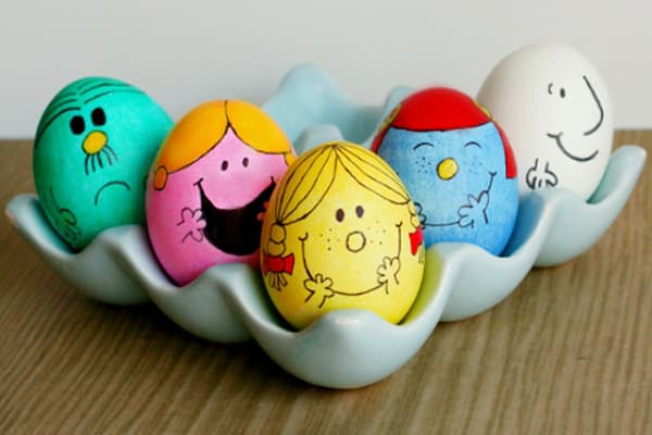 Eggs painted with marker