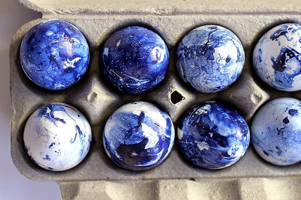 Easter eggs with blue stains