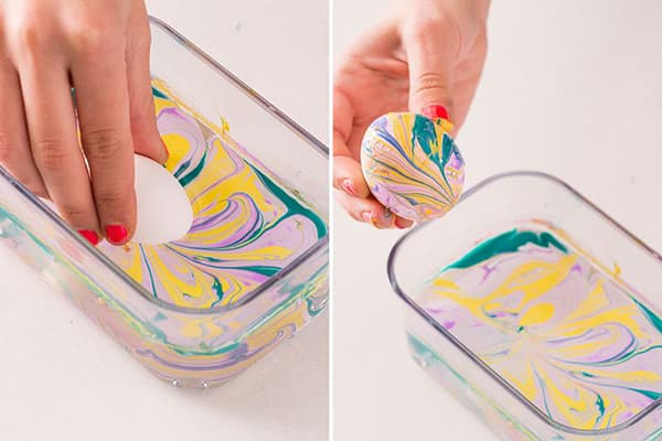 Egg staining with water and nail polish