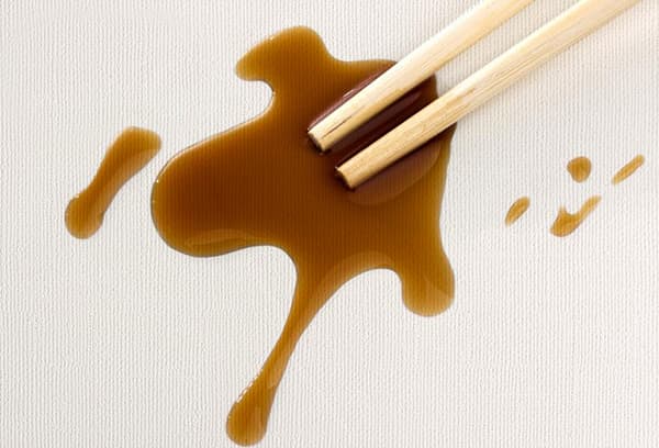 Spilled soy sauce
