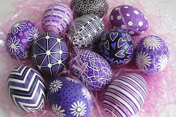 Easter eggs painted with markers