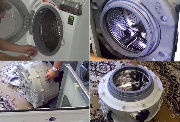извличане на резервоар за перални машини