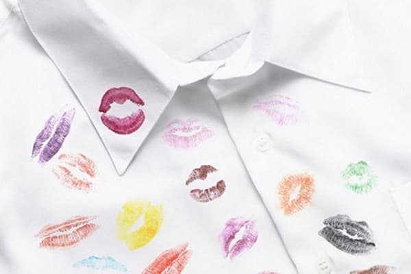 Lipstick marks on a white shirt