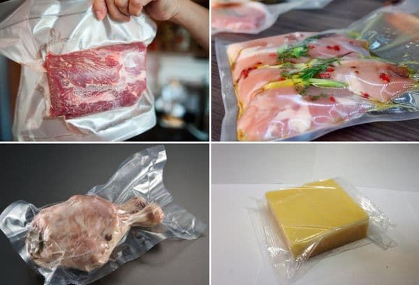 vakuumverpacktes Fleisch und Käse