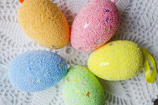 Easter eggs in colored sprinkles