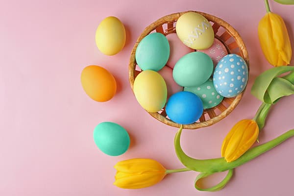 Easter eggs with sugar icing pattern