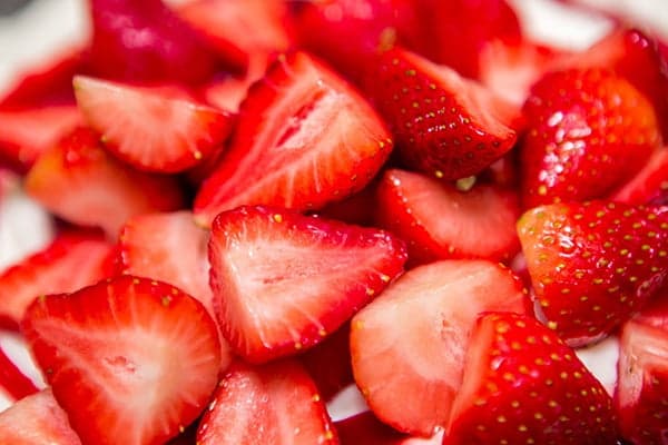 Chopped strawberries